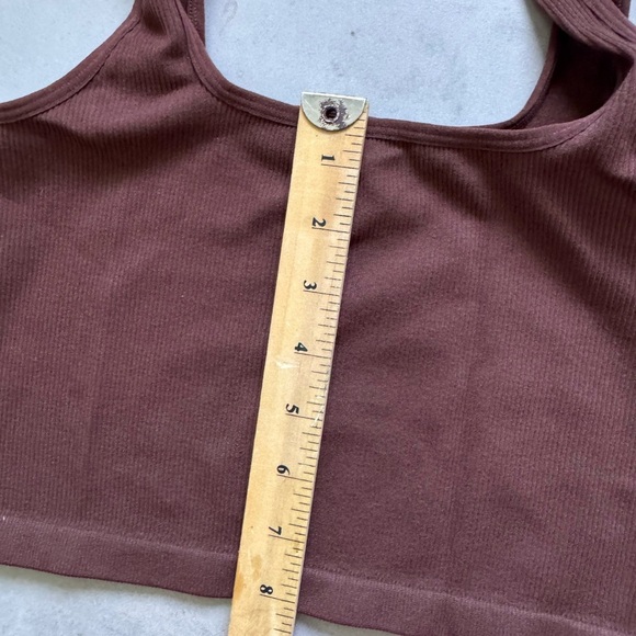Bozzolo Brown Ribbed Crop Tank Top (M/L) - Picture 5 of 6